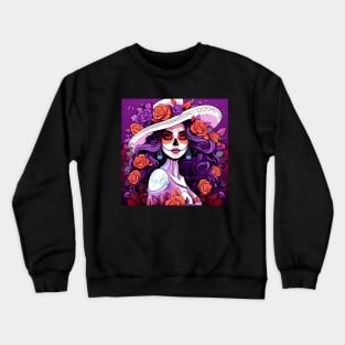 catrina girl with flowers Crewneck Sweatshirt